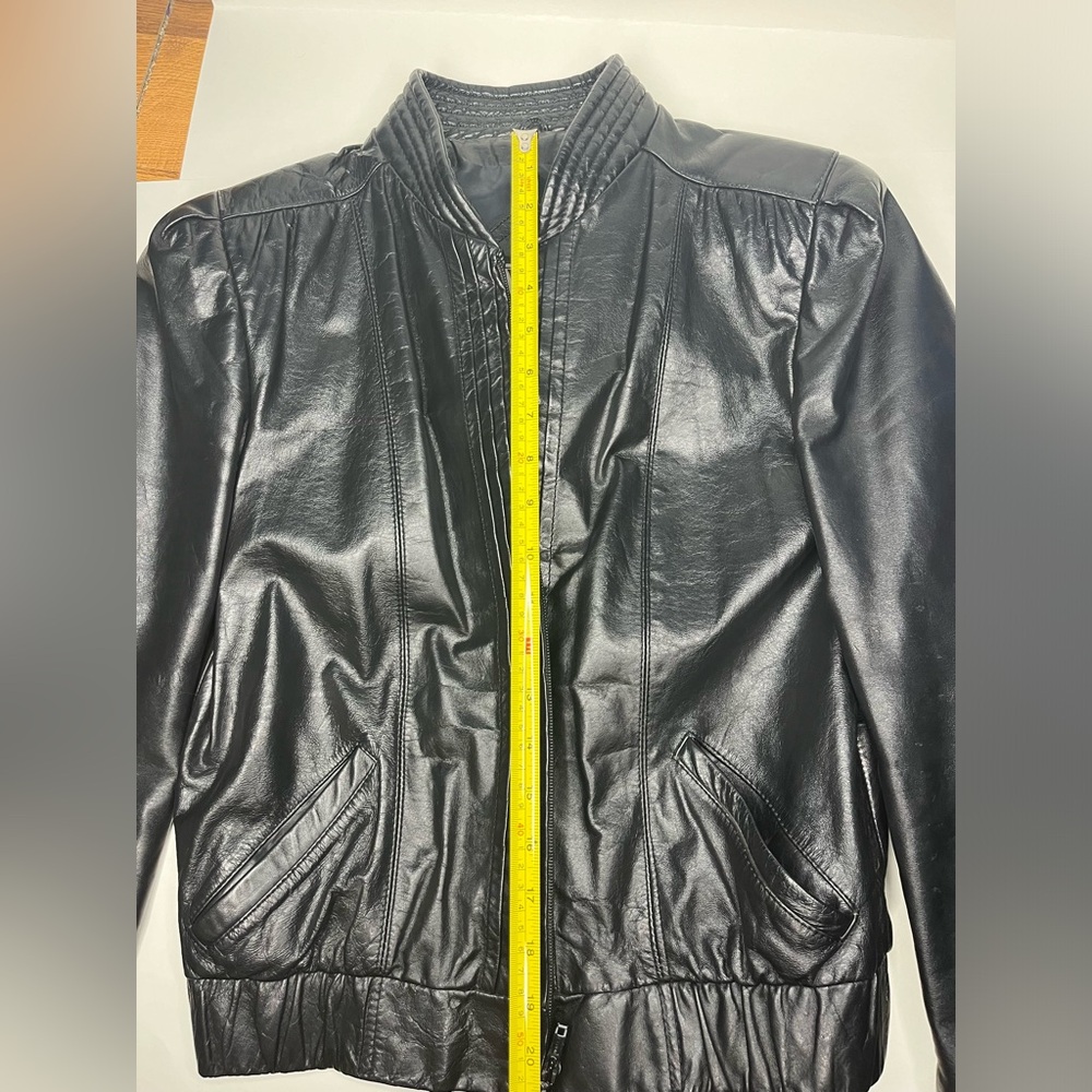 Winlit Black Leather Vintage Moto Jacket Size 7-8 Genuine Leather Made in Korea - Picture 8 of 13